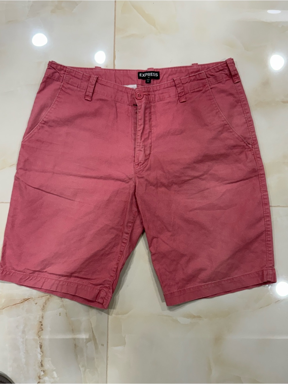 Express Men’s Rose Pink Flat Front Chino Shorts